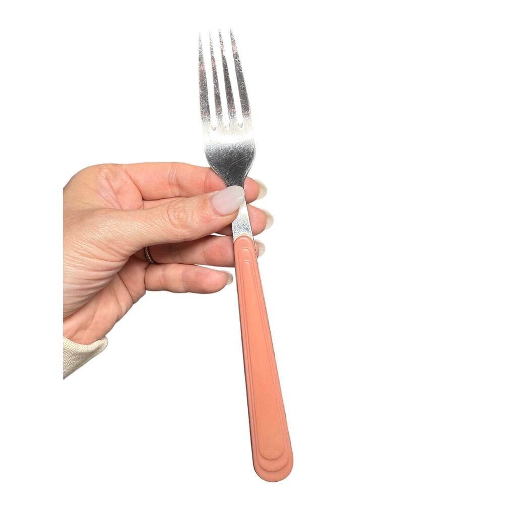 Vintage MCM‎ Gibson Stainless Flatware Mauve Handle Forks Spoons Knives Utensils
